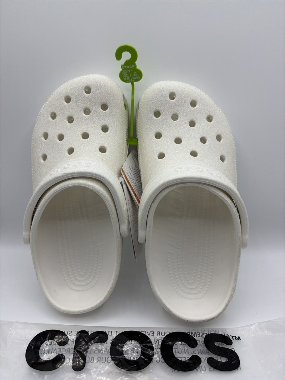 Crocs Classic Glitter Clog White 205942-100 Unisex Shoes M 5 W 7 NWT